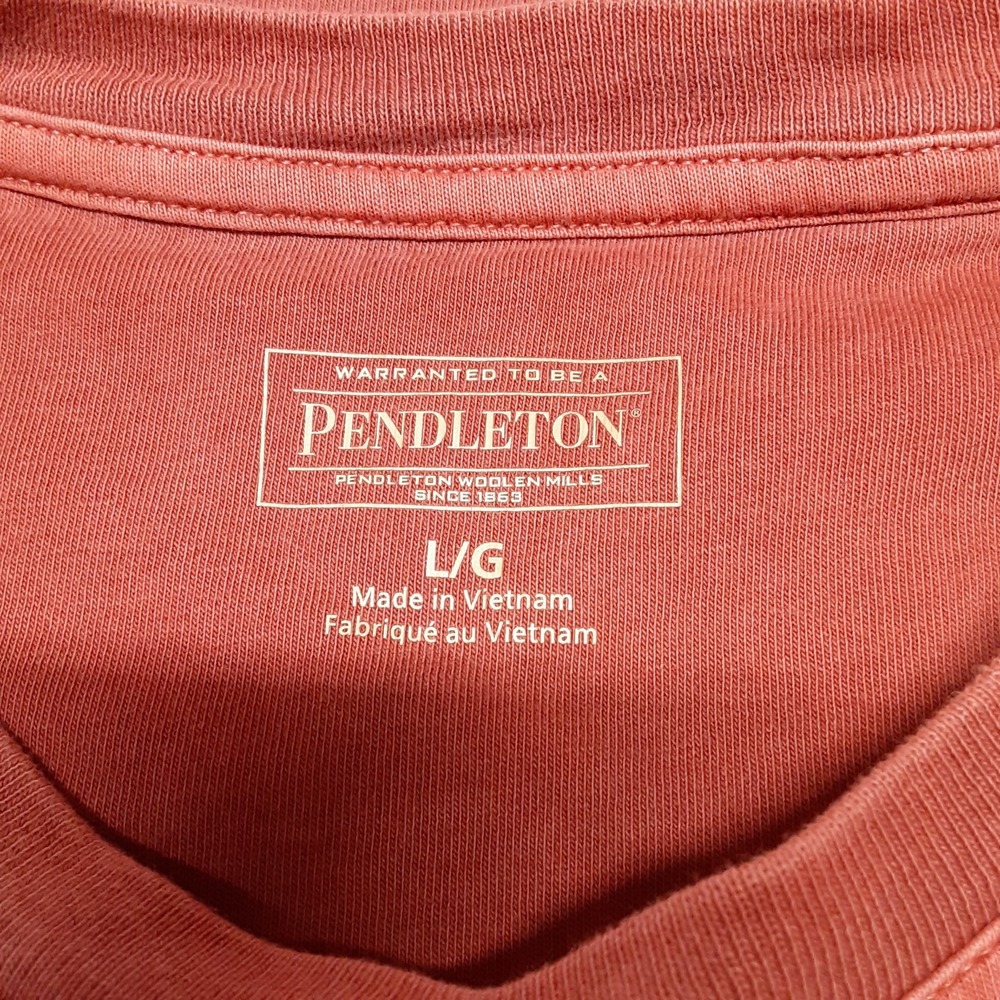 Pendleton Men's SS DESCHUTES Pocket Tee Large Brick Red Cowhide Leather Crew - Picture 3 of 8